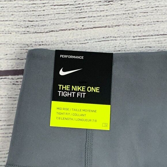 Nike Leggings sz M Mid Rise Tight Fit 7/8 Length Gray Green 25.5" Inseam New NWT - Picture 8 of 11
